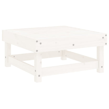 White Solid Wood Pine Garden Footstool with Cushion