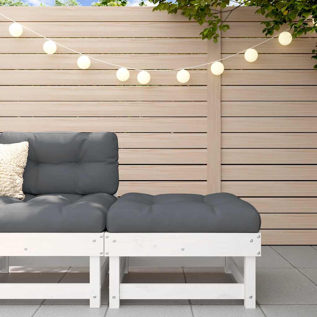 White Solid Wood Pine Garden Footstool with Cushion