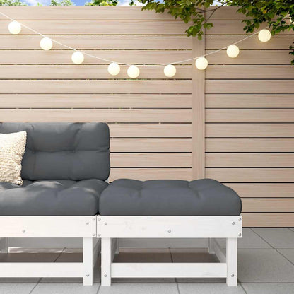 White Solid Wood Pine Garden Footstool with Cushion