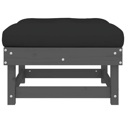 Solid Pine Garden Footstool with Grey Cushion - Stylish & Durable