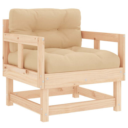 2-Piece Solid Pine Wood Garden Chairs with Cushions