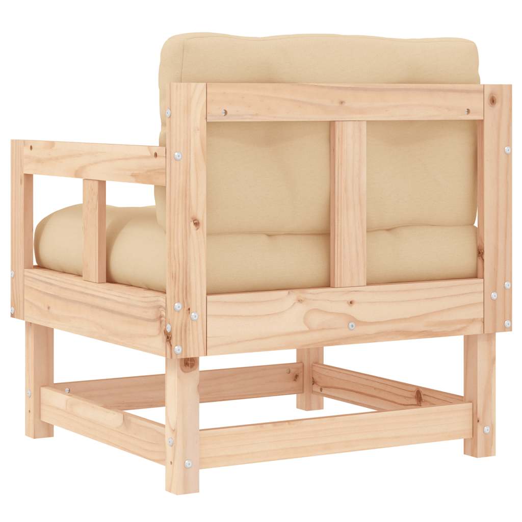 2-Piece Solid Pine Wood Garden Chairs with Cushions