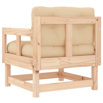 2-Piece Solid Pine Wood Garden Chairs with Cushions