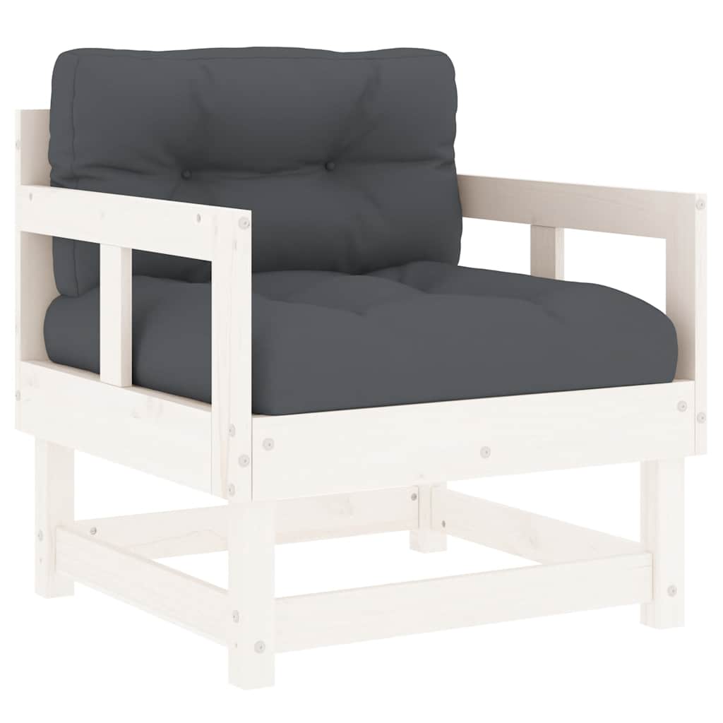 White Solid Pine Garden Chairs with Cushions - 2 Piece Set