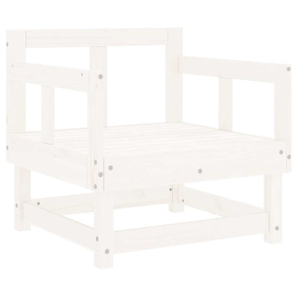 White Solid Pine Garden Chairs with Cushions - 2 Piece Set