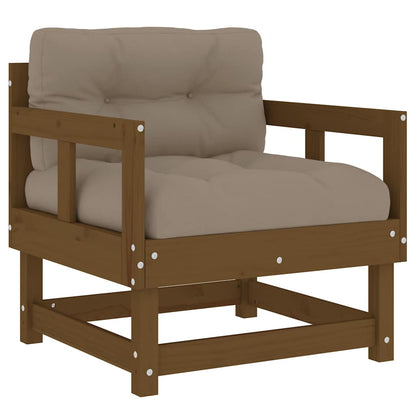 2-Piece Honey Brown Solid Pine Garden Chairs with Cushions