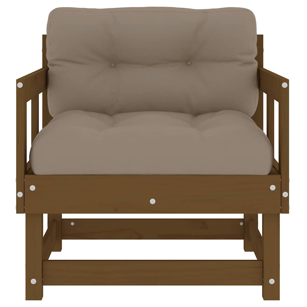 2-Piece Honey Brown Solid Pine Garden Chairs with Cushions