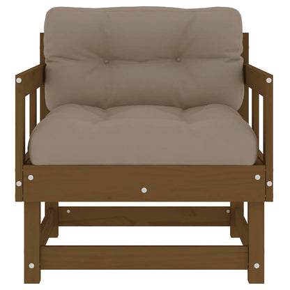 2-Piece Honey Brown Solid Pine Garden Chairs with Cushions