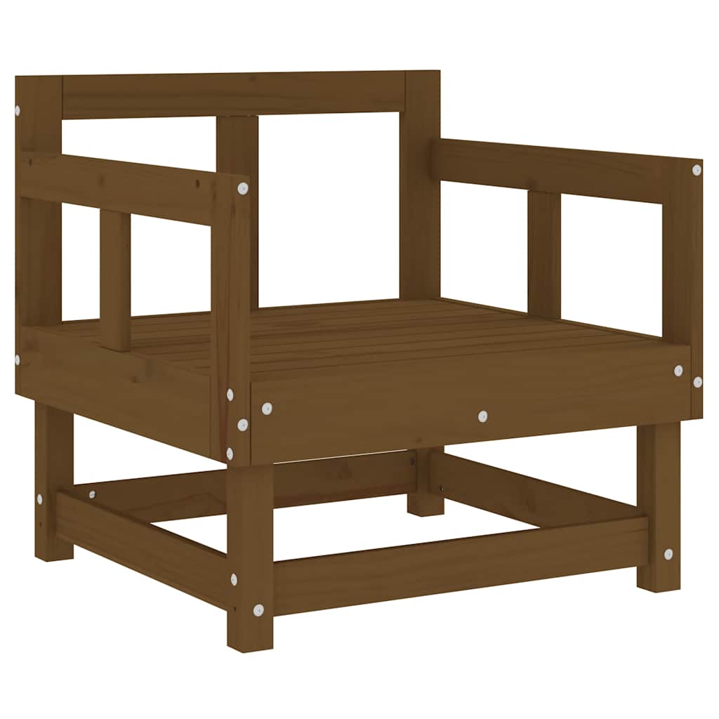 2-Piece Honey Brown Solid Pine Garden Chairs with Cushions