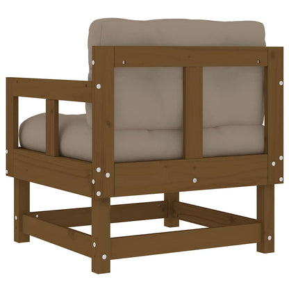 2-Piece Honey Brown Solid Pine Garden Chairs with Cushions