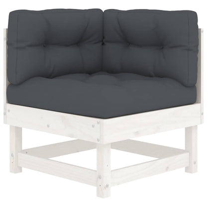 White Solid Wood Pine Corner Sofas with Cushions - 2 Piece Set
