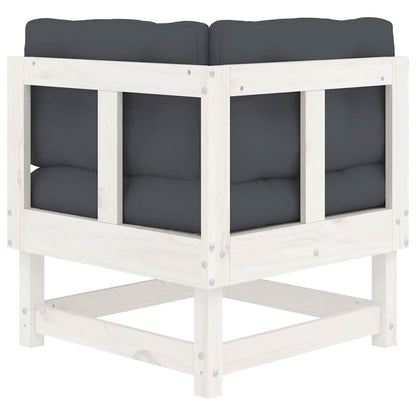 White Solid Wood Pine Corner Sofas with Cushions - 2 Piece Set