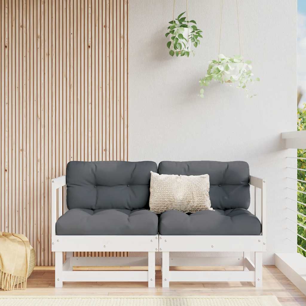 White Solid Wood Pine Corner Sofas with Cushions - 2 Piece Set