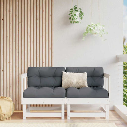 White Solid Wood Pine Corner Sofas with Cushions - 2 Piece Set