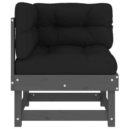 Modern Grey Corner Sofa with Cushions - 2 pcs, Solid Pine Wood