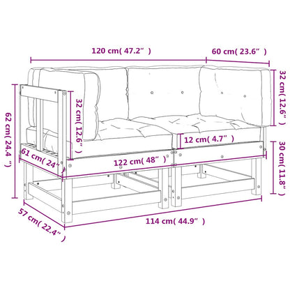 Modern Grey Corner Sofa with Cushions - 2 pcs, Solid Pine Wood