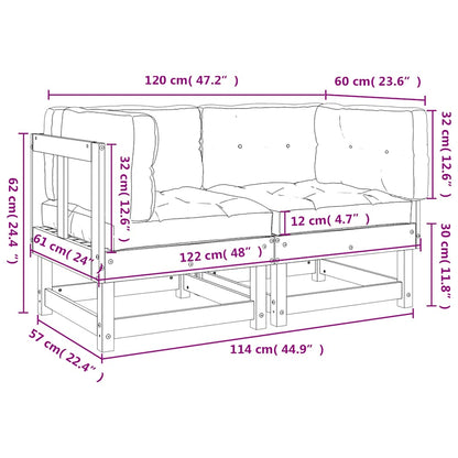Corner Sofas with Cushions 2 pcs Impregnated Wood Pine