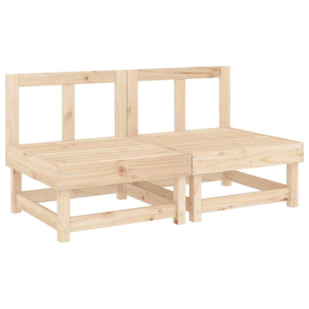 Solid Pine 2-Pc Middle Sofas with Cushions - Natural Wood Finish