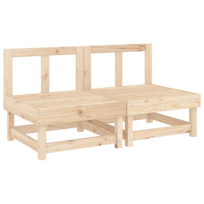 Solid Pine 2-Pc Middle Sofas with Cushions - Natural Wood Finish