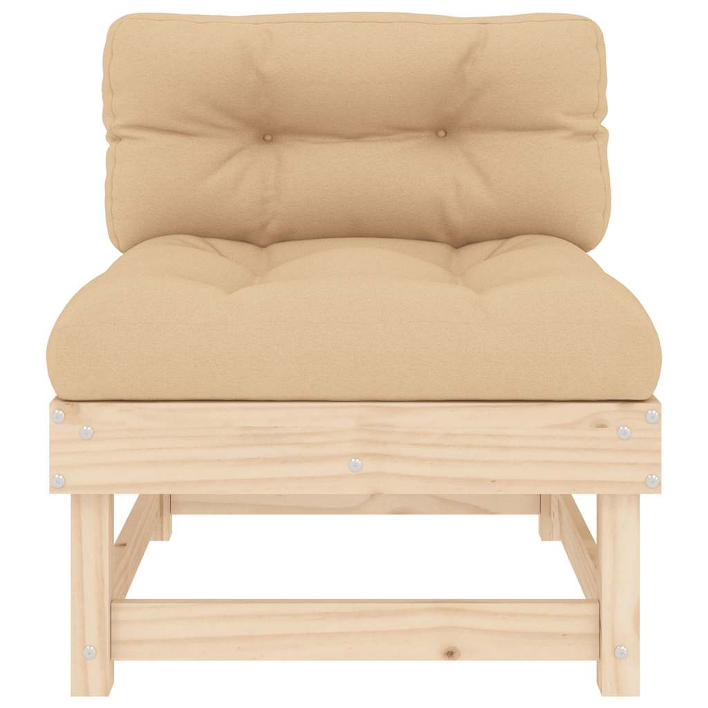 Solid Pine 2-Pc Middle Sofas with Cushions - Natural Wood Finish