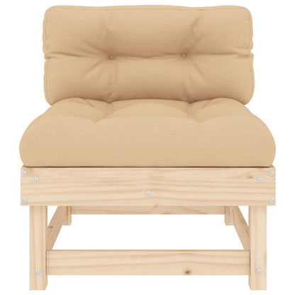 Solid Pine 2-Pc Middle Sofas with Cushions - Natural Wood Finish
