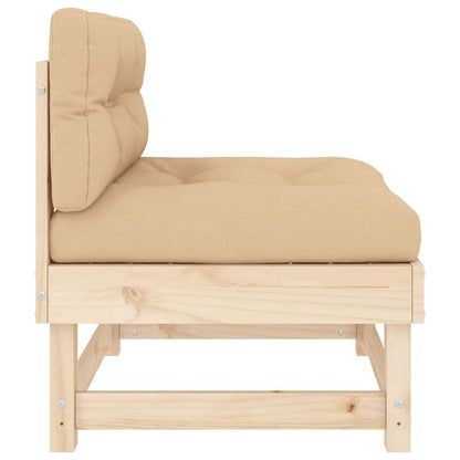 Solid Pine 2-Pc Middle Sofas with Cushions - Natural Wood Finish