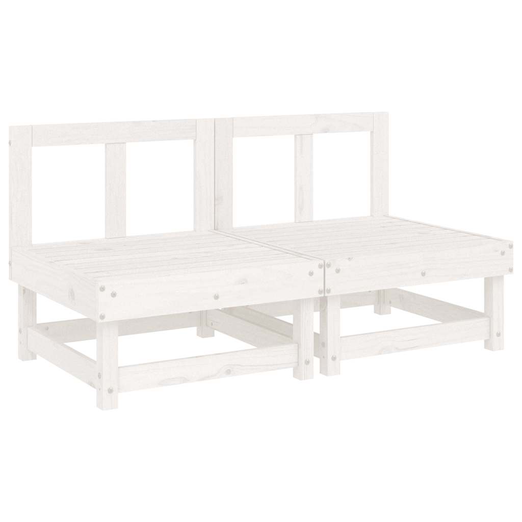 White Solid Wood Pine Middle Sofa Set with Cushions - 2 pcs