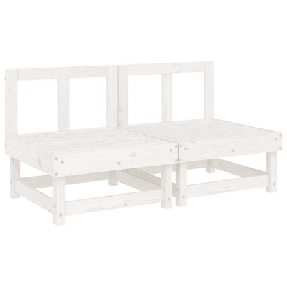 White Solid Wood Pine Middle Sofa Set with Cushions - 2 pcs