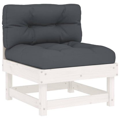 White Solid Wood Pine Middle Sofa Set with Cushions - 2 pcs