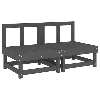 2-Piece Grey Solid Wood Pine Sofa Set with Cushions