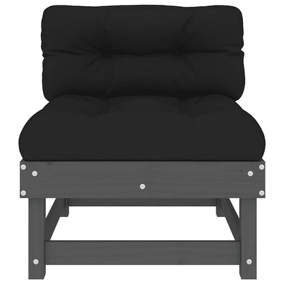2-Piece Grey Solid Wood Pine Sofa Set with Cushions