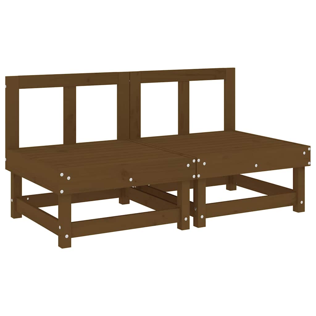 2-Piece Honey Brown Solid Pine Wood Sofas with Cushions