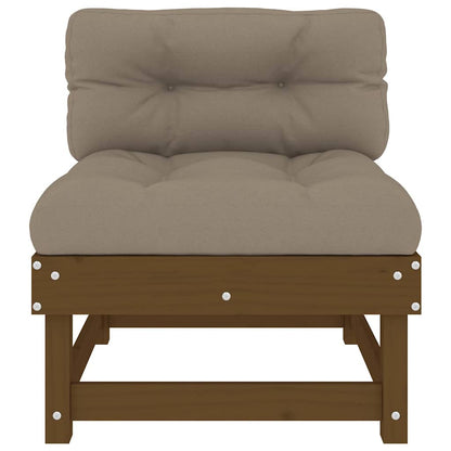2-Piece Honey Brown Solid Pine Wood Sofas with Cushions