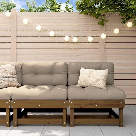 2-Piece Honey Brown Solid Pine Wood Sofas with Cushions