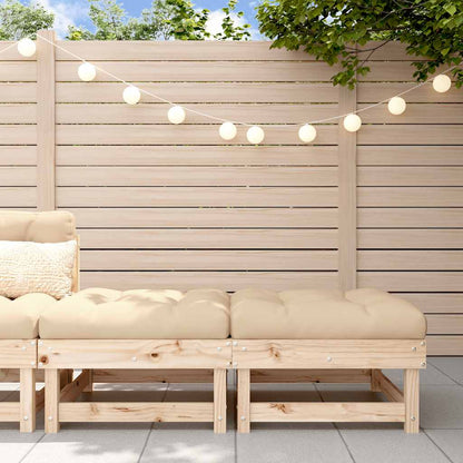 Set of 2 Pine Wood Garden Footstools with Cushions - Durable & Stylish