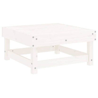 White Solid Wood Pine Garden Footstools w/ Cushions, 2pcs Set