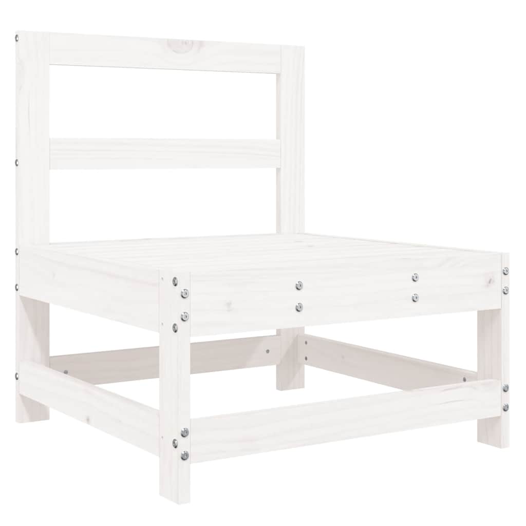 White Solid Pine Wood Middle Sofa with Cushions