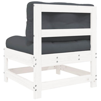 White Solid Pine Wood Middle Sofa with Cushions