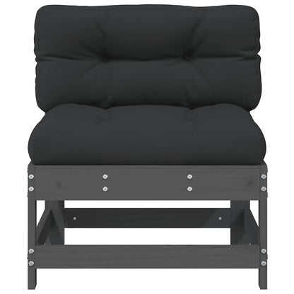 Solid Pine Grey Middle Sofa with Cushions - Elegant & Durable Design