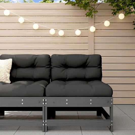 Solid Pine Grey Middle Sofa with Cushions - Elegant & Durable Design