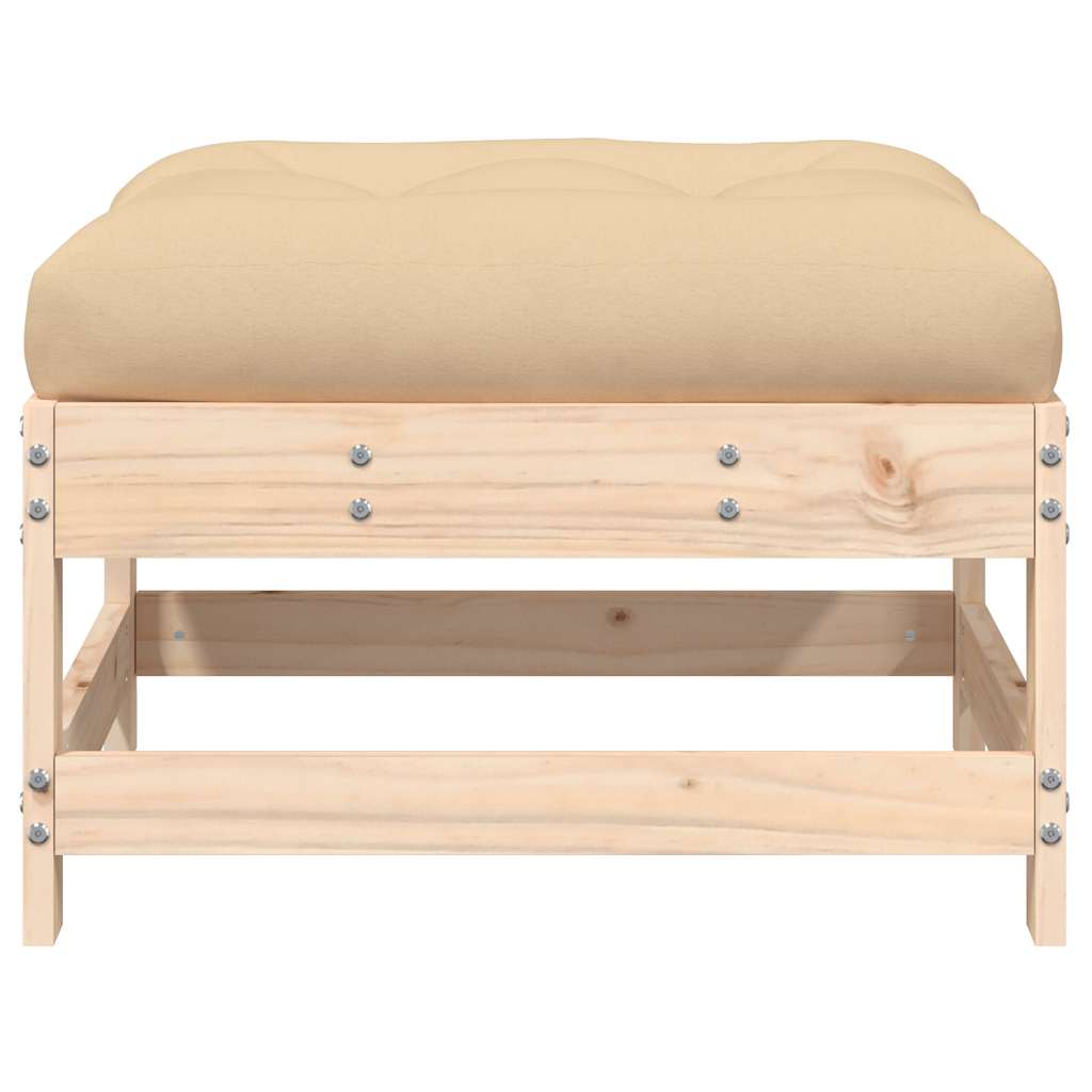 Solid Pine Garden Footstool with Cushion - Comfortable & Stylish