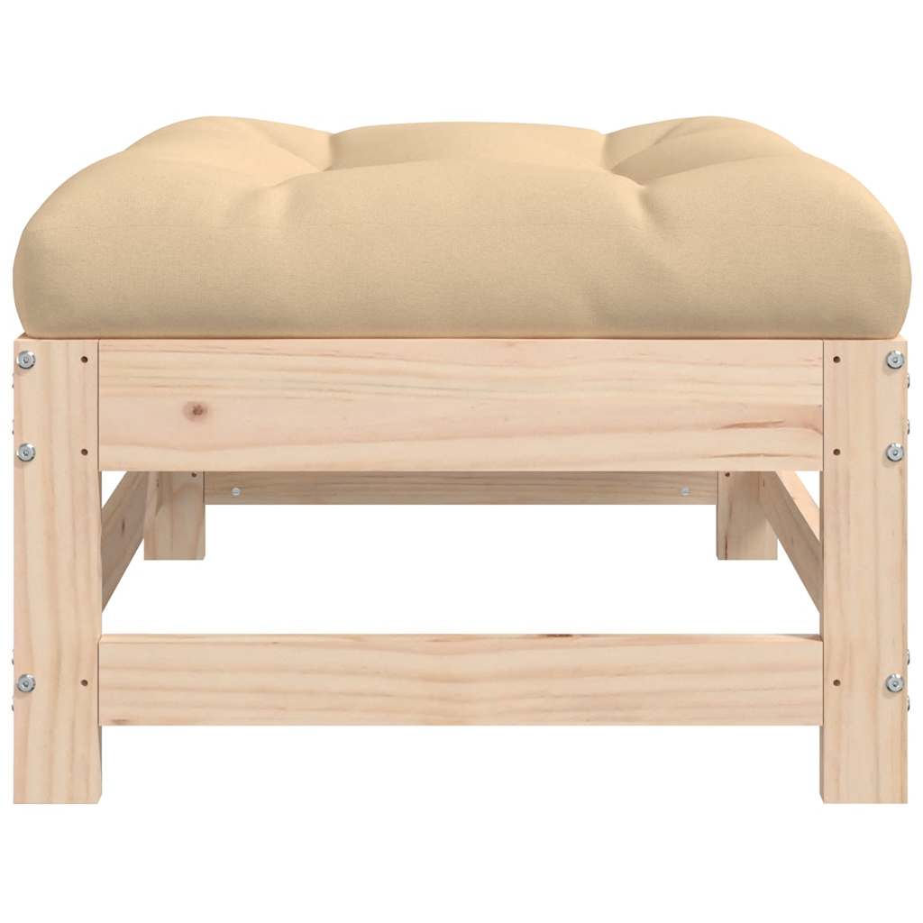 Solid Pine Garden Footstool with Cushion - Comfortable & Stylish