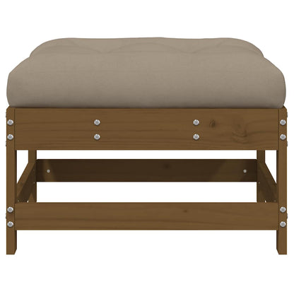 Honey Brown Solid Pine Garden Footstool with Cushion