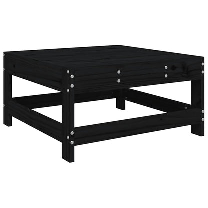 Black Pine Wood Garden Footstool with Cushion - Stylish & Comfortable