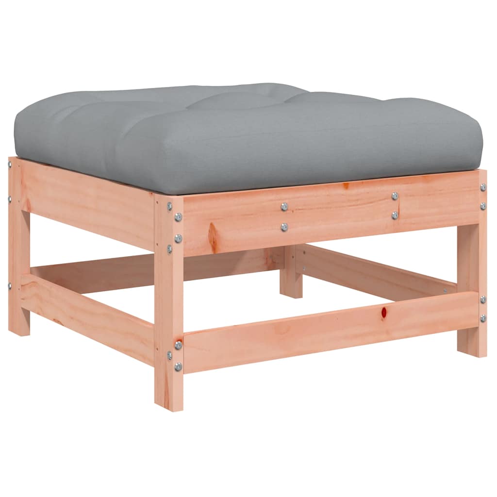 Solid Wood Douglas Garden Footstool with Cushion - Elegant Comfort