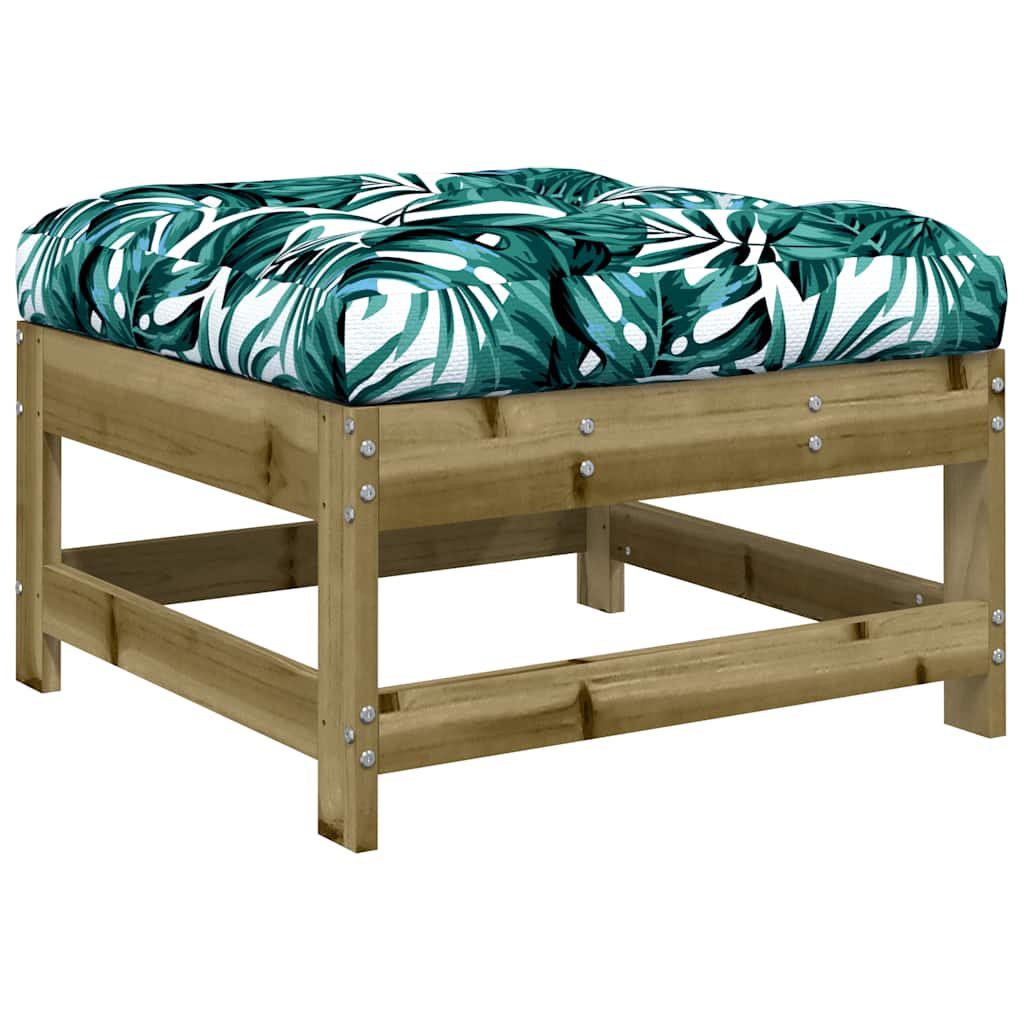 Pine Wood Garden Footstool with Cushion - Durable & Stylish