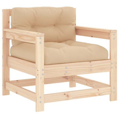 Solid Wood Pine Garden Chairs with Cushions - 2 Piece Set