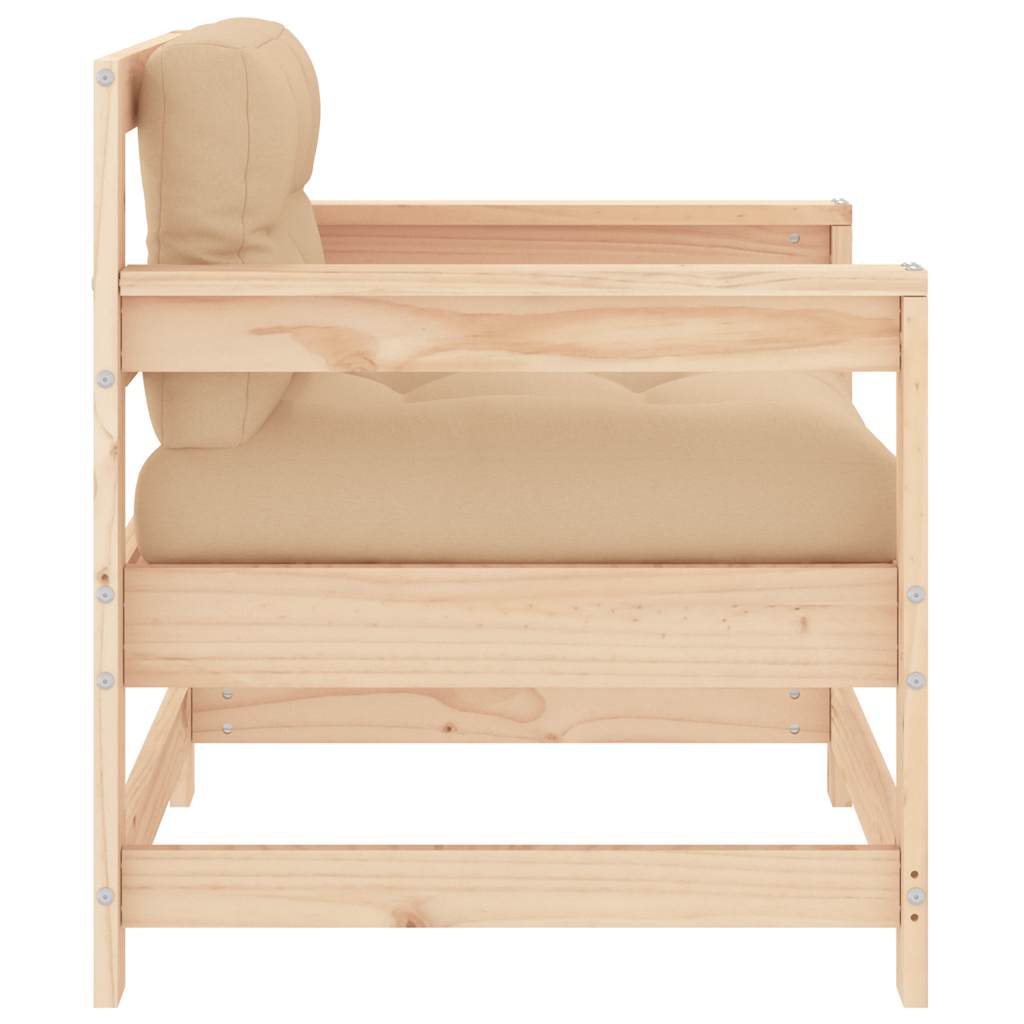 Solid Wood Pine Garden Chairs with Cushions - 2 Piece Set