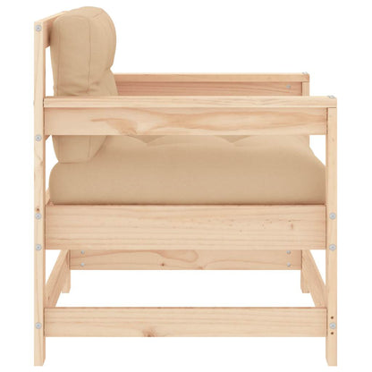 Solid Wood Pine Garden Chairs with Cushions - 2 Piece Set