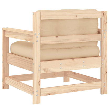 Solid Wood Pine Garden Chairs with Cushions - 2 Piece Set